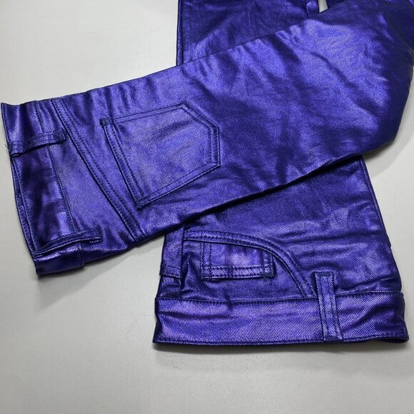 Valabasas Unisex Van Gogh Wax Flare Cargo Stacked Jeans Shiny Navy Size 32 - Picture 8 of 8